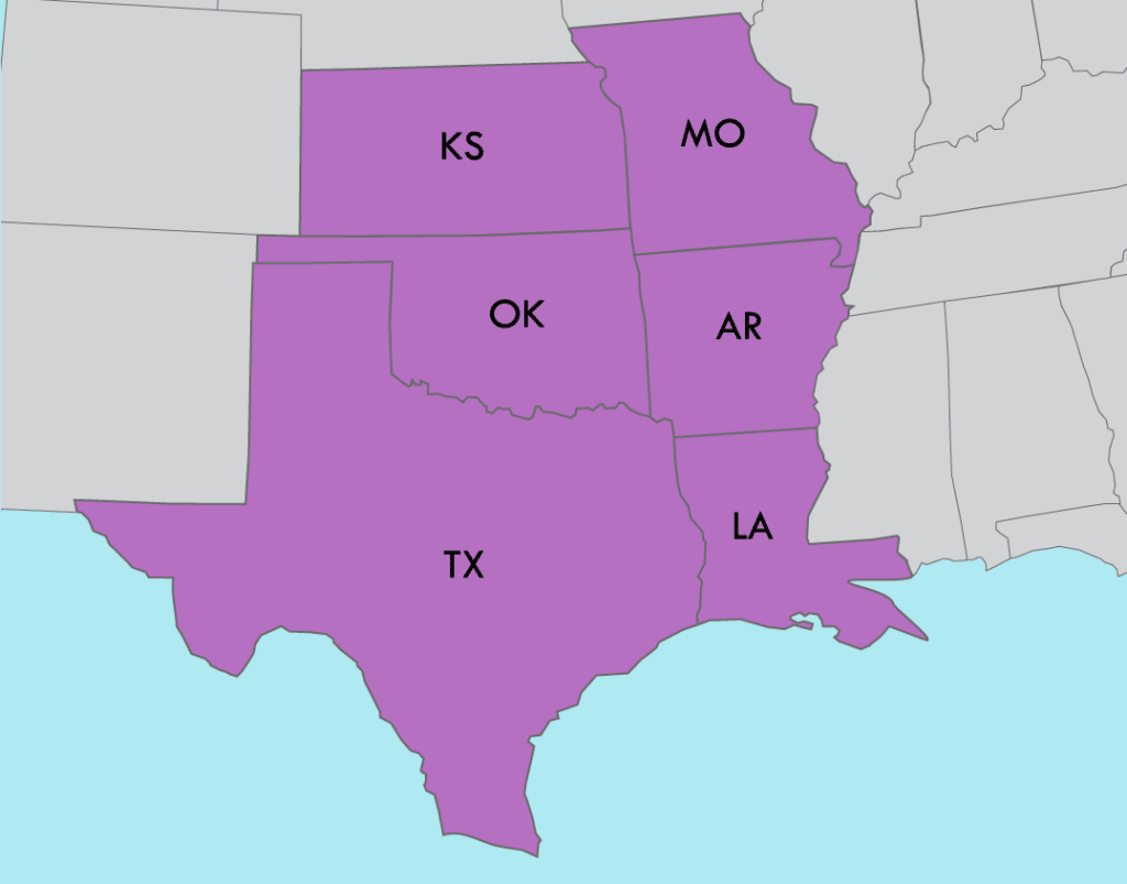 Midsouth United States Regional Sales Territory Map