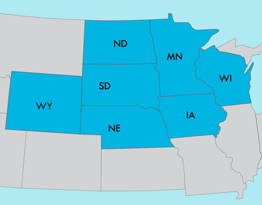 Midwest United States Regional Sales Territory Map