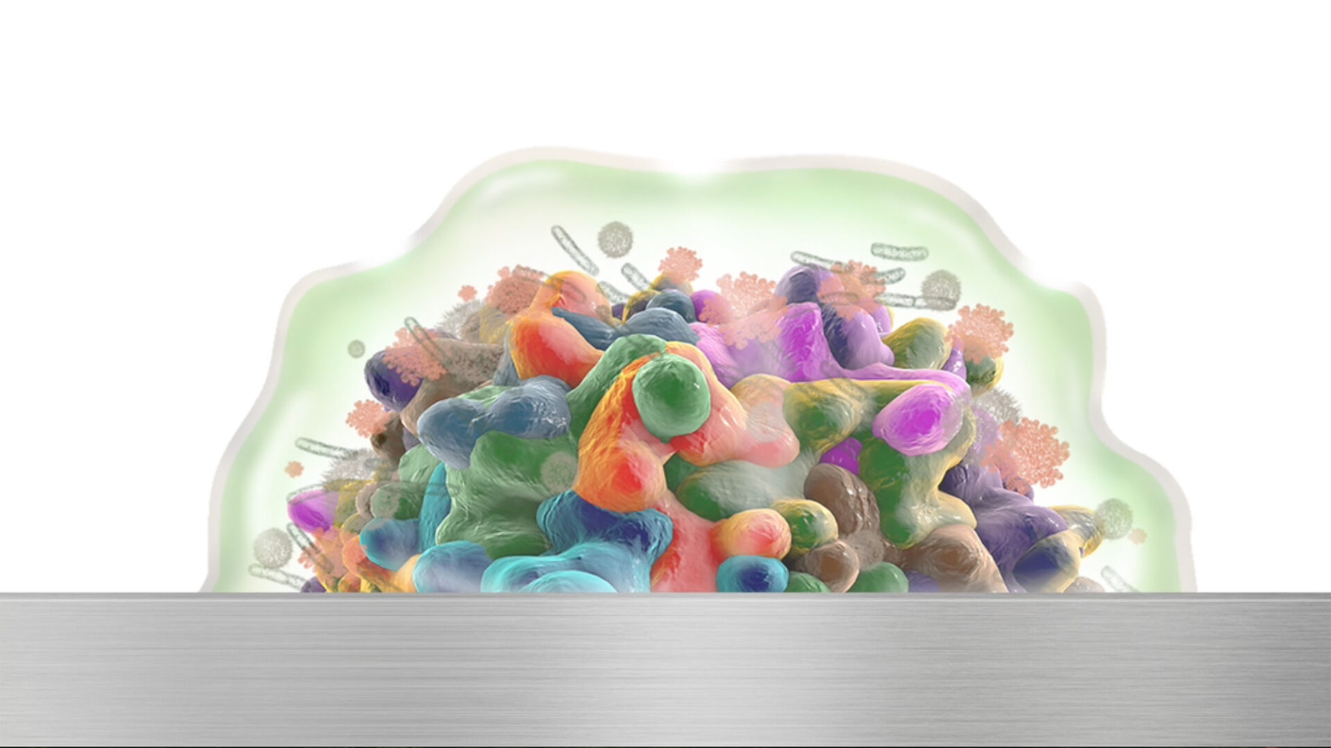 illustration of biofilm matrix on metal surface