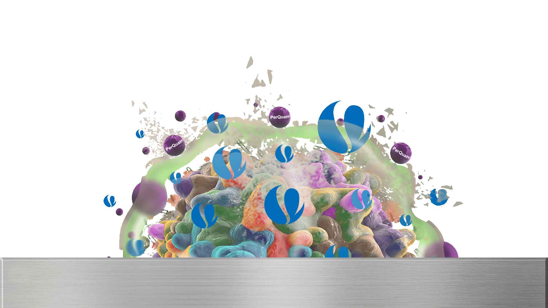 illustration of perquat dissolving biofilm