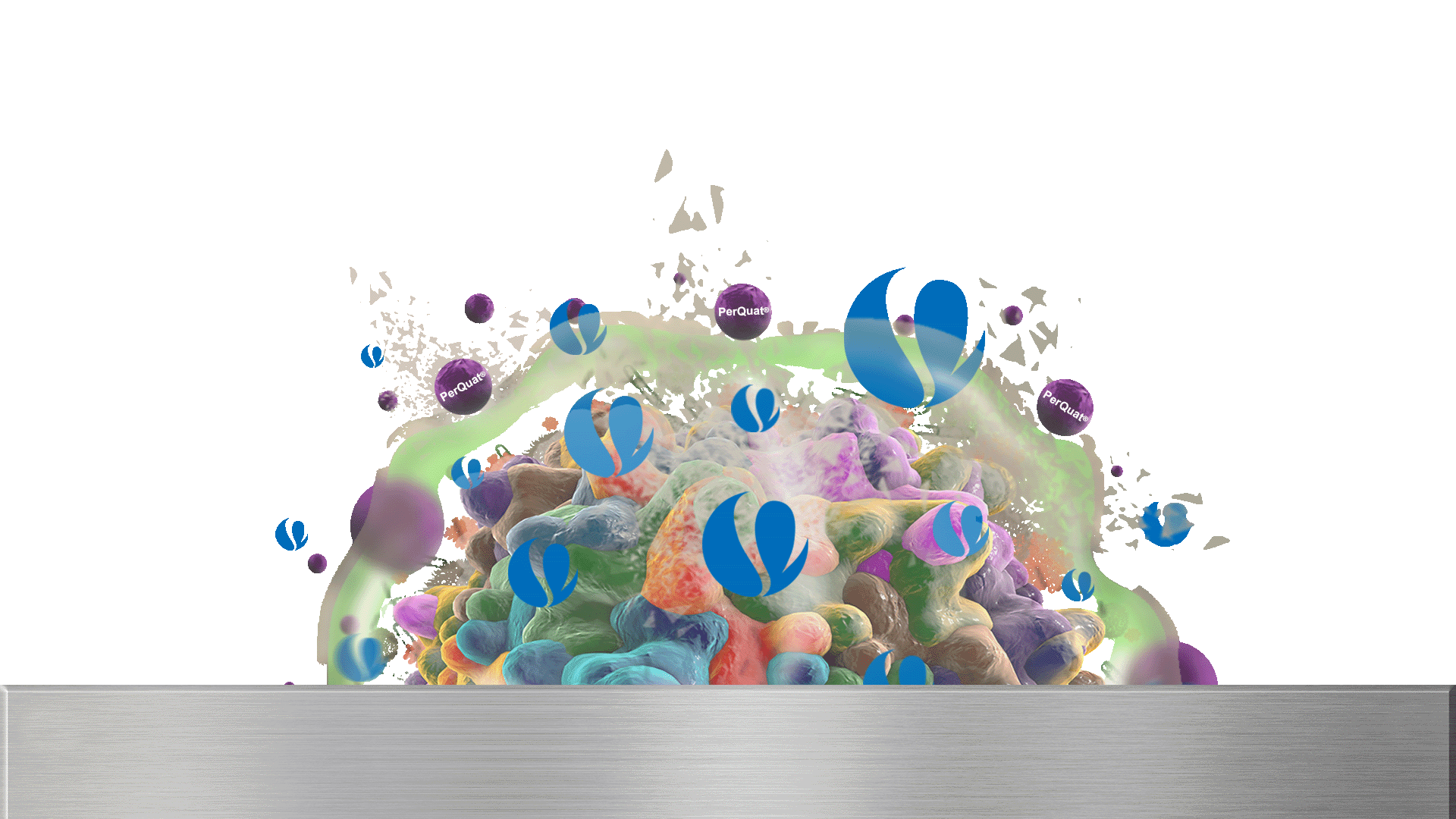 illustration of perquat dissolving biofilm